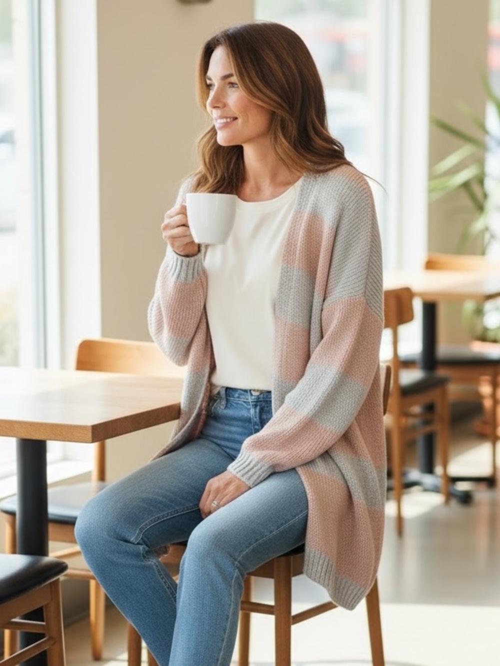 Les Soeurs striped open front cardigan - Picture 5 of 5
